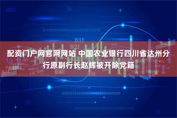 配资门户网官网网站 中国农业银行四川省达州分行原副行长赵辉被开除党籍